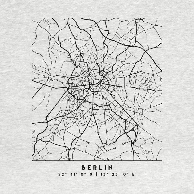 BERLIN GERMANY BLACK CITY STREET MAP ART by deificusArt